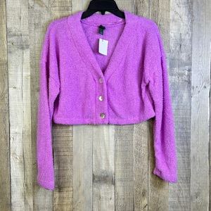 Wild Fable Size Small Terry Cloth Cropped Long Sleeve Button Front Shrug